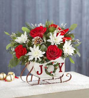 Dashing Through the Snow Sleigh Flower Bouquet