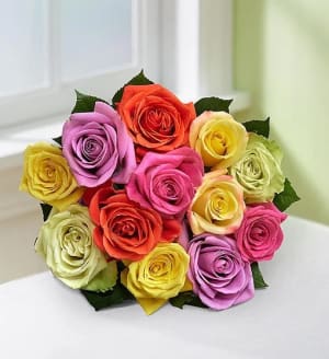 One Dozen Assorted Roses for Mother's Day Flower Bouquet