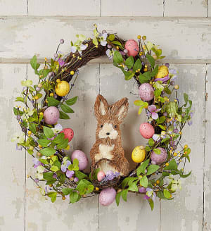 Keepsake Springtime Bunny Wreath
 Flower Bouquet