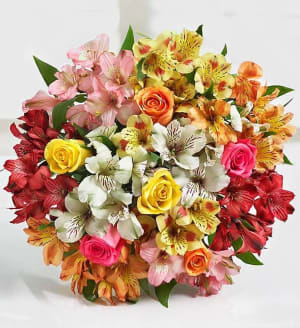 Assorted Roses & Peruvian Lily Bouquet for Mom
 Flower Bouquet