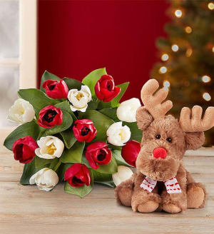 Santaâ€™s Merry Christmas Tulips Flower Bouquet