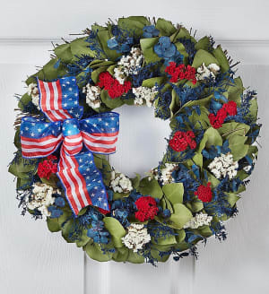 Preserved Red, White and Beautiful Wreath - 16"
 Flower Bouquet