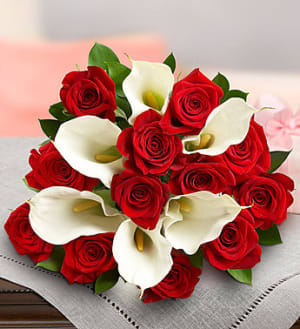 Stunning Red Rose & Calla Lily Bouquet Flower Bouquet