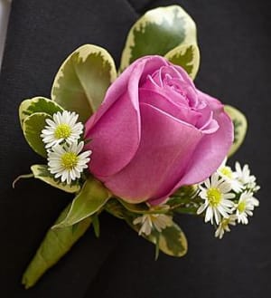 Purple Elegance Boutonniere Flower Bouquet