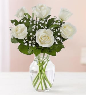 Loves Embrace White Roses Flower Bouquet