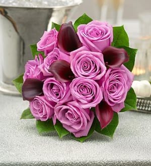 Purple Elegance Rose and Mini Calla Lily Bouquet Flower Bouquet