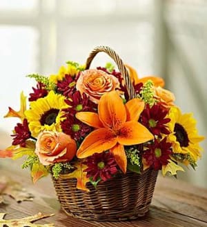 Fields of Europe for Fall Basket Flower Bouquet