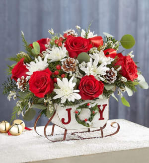 Dashing Through the Snow Sleigh Flower Bouquet