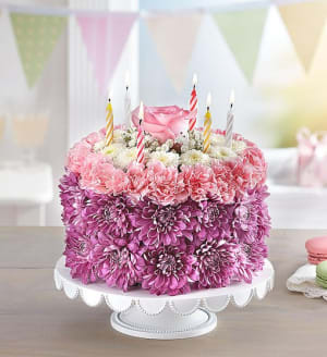 Birthday Wishes - Pastel Floral Birthday Cake Flower Bouquet