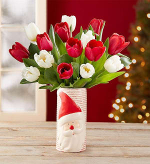 Santaâ€™s Merry Christmas Tulips Flower Bouquet