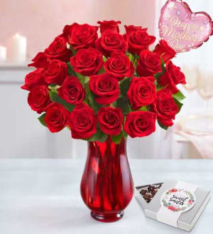 Two Dozen Red Roses for Mother's Day Flower Bouquet
