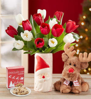 Santaâ€™s Merry Christmas Tulips Flower Bouquet