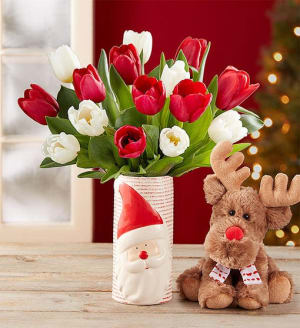 Santaâ€™s Merry Christmas Tulips Flower Bouquet