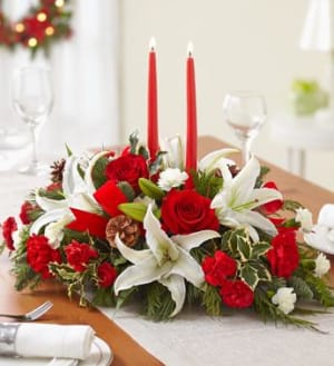 Traditional Christmas Centerpiece Flower Bouquet