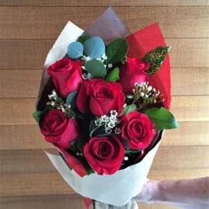 Six Roses Wrapped Flower Bouquet