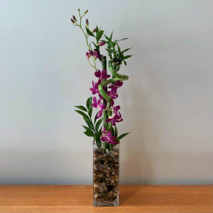 Lucky Bamboo Vase Flower Bouquet