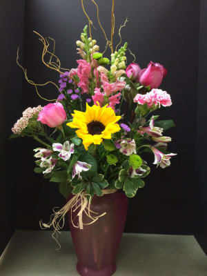 Summery Bouquet with Raffia Bow Flower Bouquet