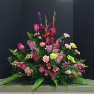 Hot Pink & Lime Basket Flower Bouquet