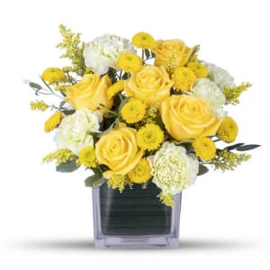 Yellow Rose Cube Flower Bouquet