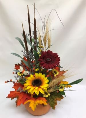 Autumn Pumpkin Silk Arrangement Flower Bouquet