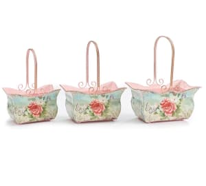 Rosabella Tin Basket - Small Flower Bouquet