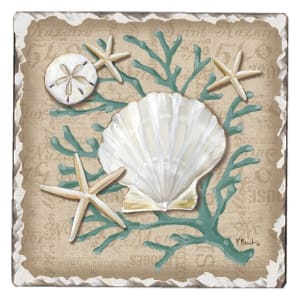 Tile Coaster - Linen Shells Flower Bouquet