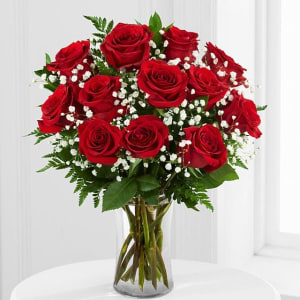 Classic Dozen Red Roses Arrangement Flower Bouquet