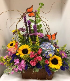 Butterfly Wonderland Basket Flower Bouquet