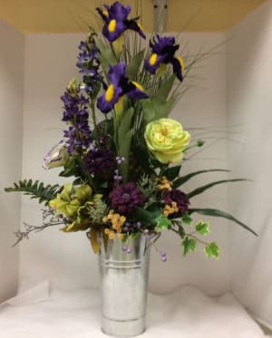 Tall Deep Purple in Metal Tin Flower Bouquet