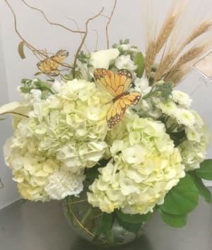 White & Yellow Butterfly Joy Flower Bouquet