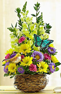 Bird's Nest   Basket Flower Arrangement Bird's Nest   Basket Flower Bouquet