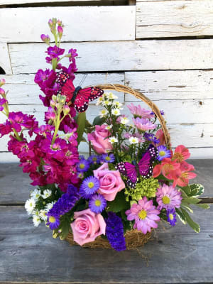 Butterfly Garden   Basket Flower Bouquet