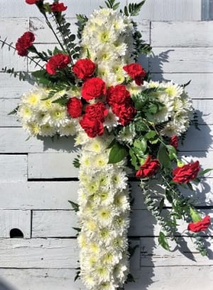 Red and White Cross Flower Bouquet