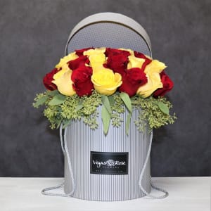 RED AND YELOW ROSES IN ANY COLOR BOX  Flower Bouquet