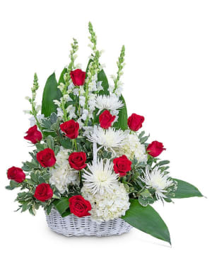Serene Sanctuary Basket Flower Bouquet
