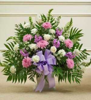 Tribute Lavender & White Floor Basket Arrangement Flower Bouquet