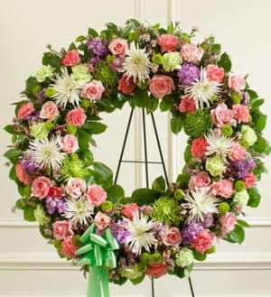 Serene Blessings Pastel Standing Wreath Flower Bouquet