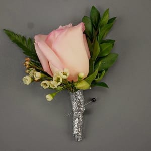 Single Rose Boutonniere Light Pink by Rathbone's Flair Flowers