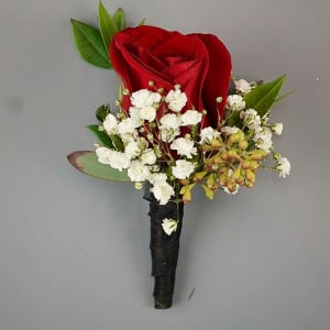 Single Rose Boutonniere Red by Rathbone's Flair Flowers Flower Bouquet