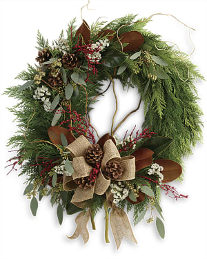 Rustic Holiday Wreath Flower Bouquet