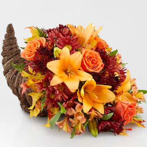 Harvest Comfort Cornucopia Flower Bouquet