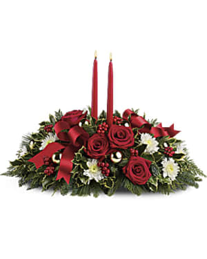 Holiday Shimmer Centerpiece Flower Bouquet