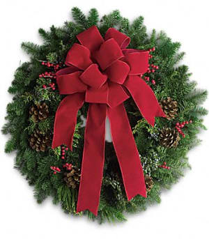 Classic Holiday Wreath Flower Bouquet