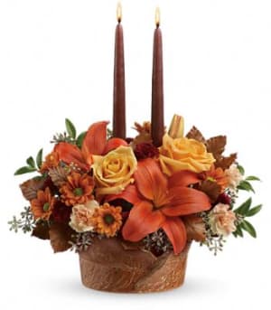 Wrapped in Autumn Centerpiece Flower Arrangement Wrapped in Autumn Centerpiece Flower Bouquet