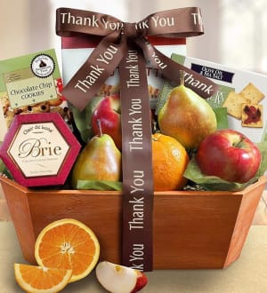 Thank You Fresh From the Orchard Fruit Gift Basket  Flower Bouquet