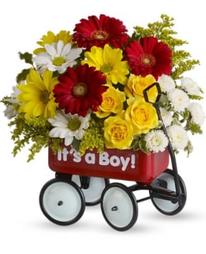 Baby''s Wow Wagon - Boy Flower Bouquet