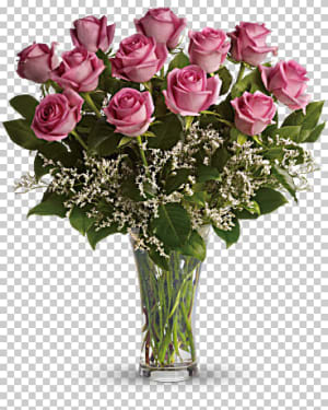 1 Dozen Pink Roses Flower Bouquet