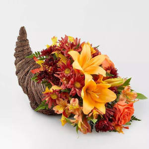 Harvest Comfort Cornucopia Flower Bouquet