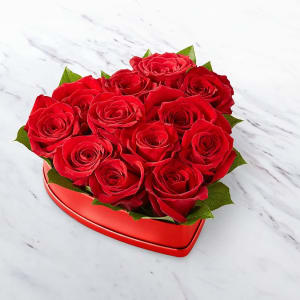 Lovely Red Rose Heart Box Flower Bouquet