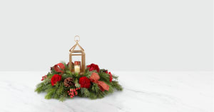 I'll Be Home for Christmas Lantern Centerpiece Preimum Flower Bouquet